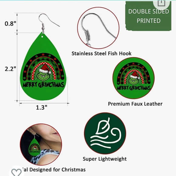 Ho Ho Ho Grinch earrings Christmas Grinch NEW - Picture 3 of 8